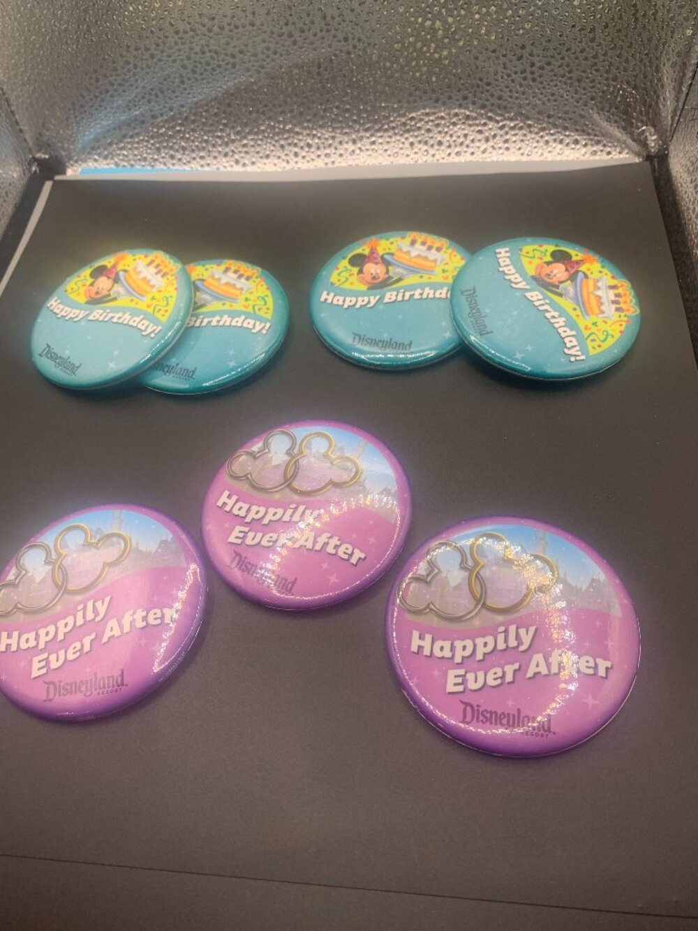 7ct Happy Birthday & Happily Ever After Disneyland Buttons